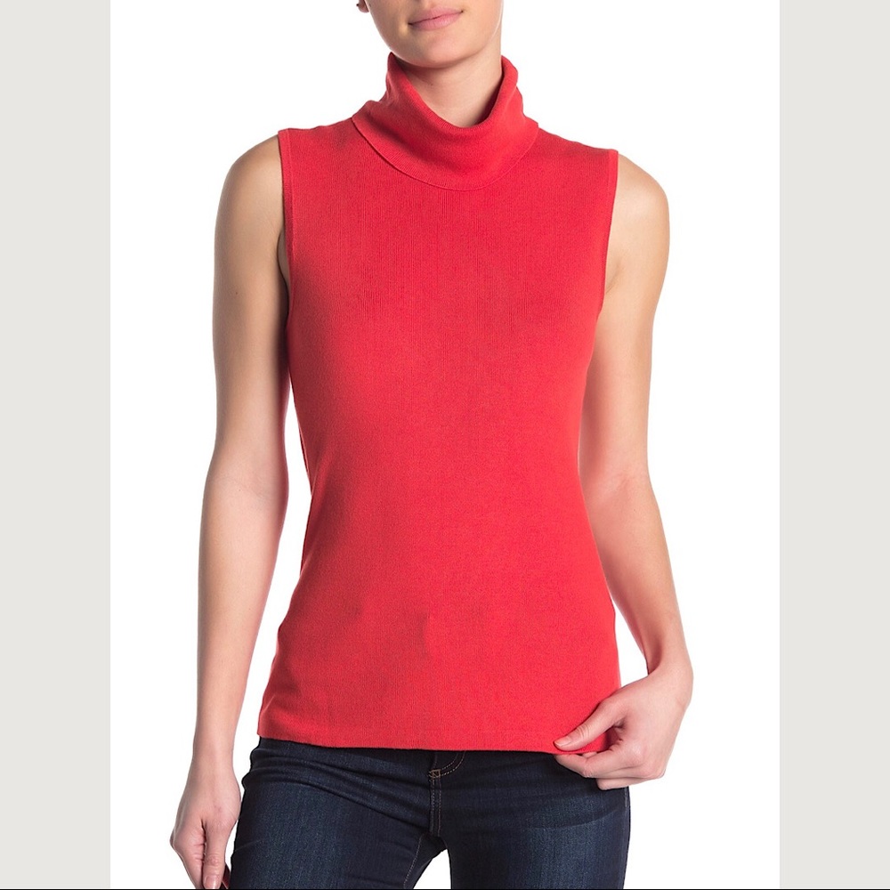 Devotion By Cyrus Sleeveless Coral Turtleneck, L